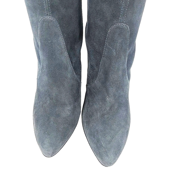 Stuart Weitzman Gray Suede Gold Tone Heeled Boots - Picture 8 of 17